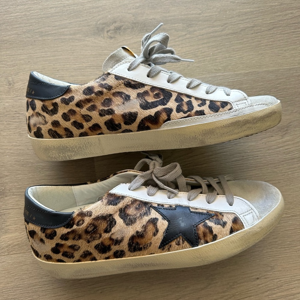 Golden Goose Superstar Sneaker in Snow Leopard & Black